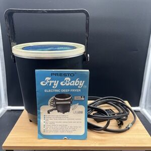Vintage 1977 Presto Fry Baby Electric Deep Fryer 0543003 w/ Cord + Manual + Lid